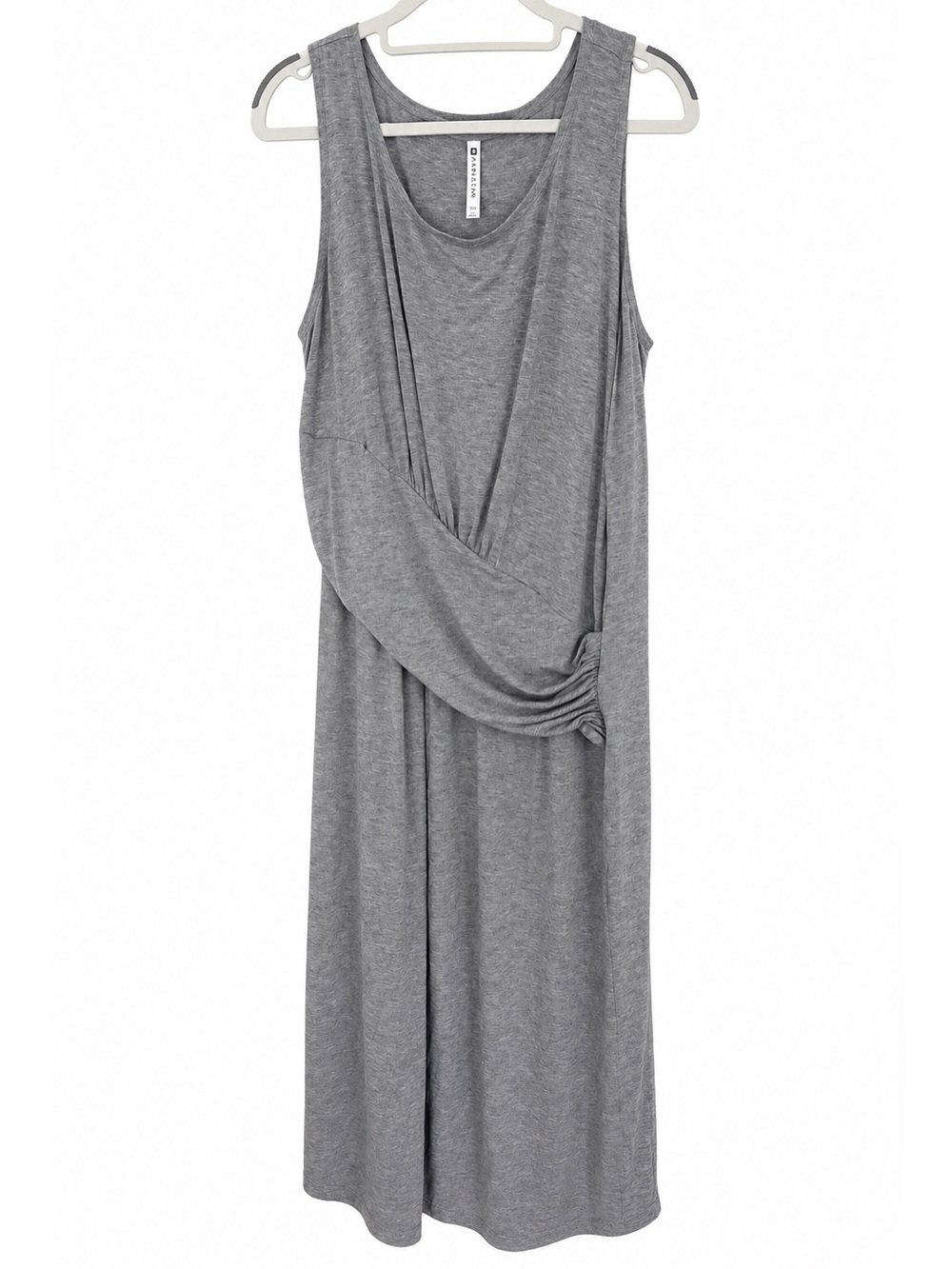 Fabletics Size XS Gray Draped Ruched Sleeveless Midi Dress
